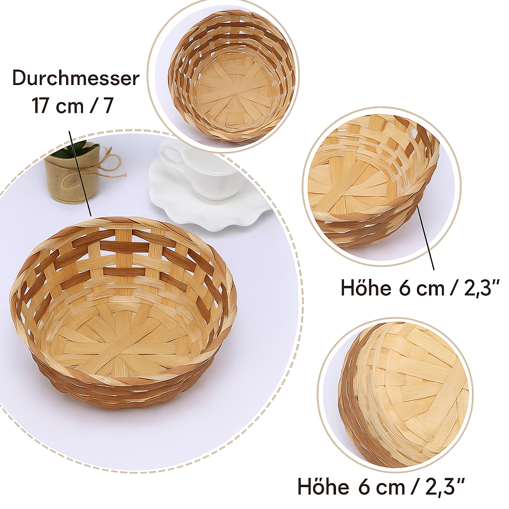 Handgefertigter Bambuskorb – Rund für Brot & Obst