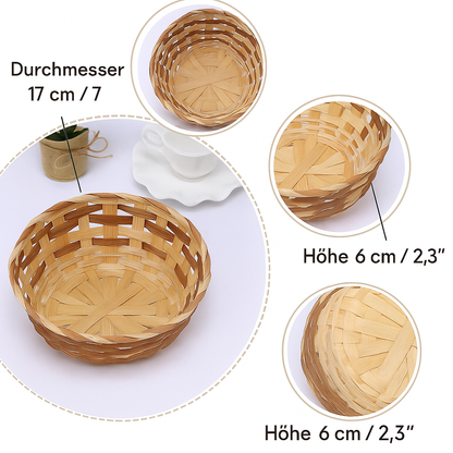 Handgefertigter Bambuskorb – Rund für Brot & Obst