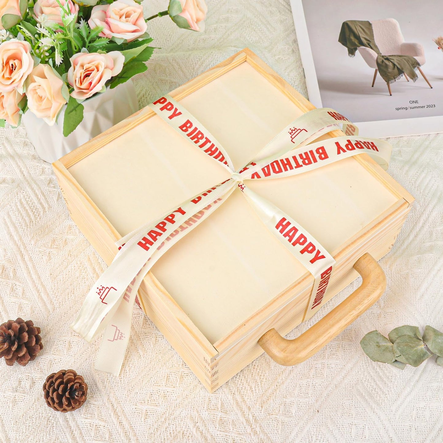 Holzbox aus Kiefernholz – Unbehandelt mit Schiebedeckel