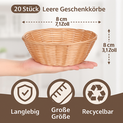 20er Pack Runde Kunststoffkörbe – Woven Brot- & Obstschalen