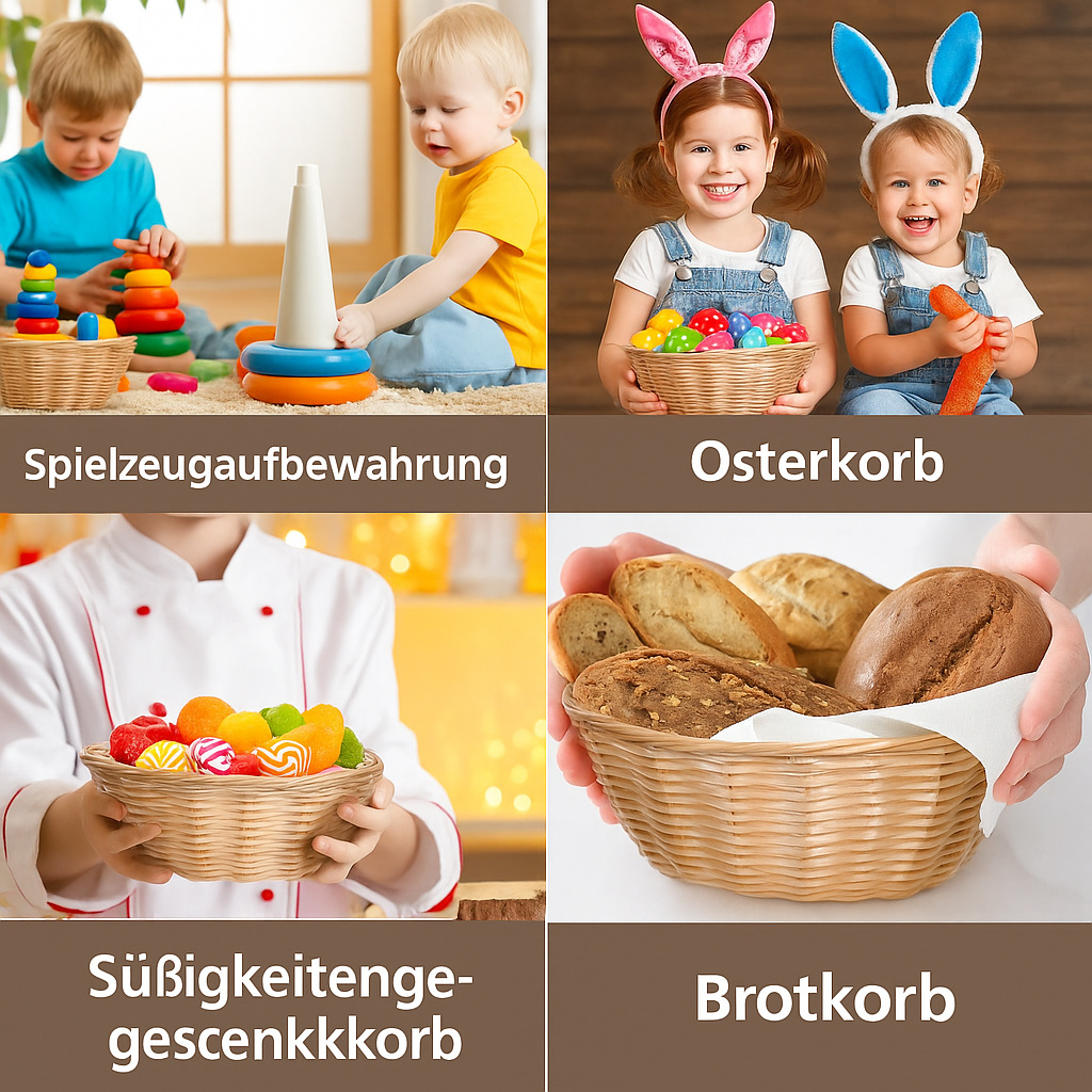 20er Pack Runde Kunststoffkörbe – Woven Brot- & Obstschalen